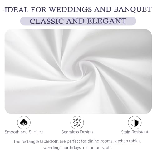 Restfulglow 8 Pack White Tablecloth 60 X 102 Inch Polyester Table Cloth For 6 Foot Rectangle Tables thumb #4