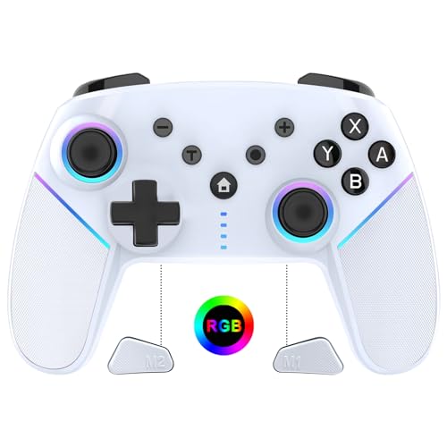 Wireless Switch Pro Controller for Nintendo Switch Controller/Lite/OLED, Nintendo Switch Pro Controller With Cool LED Light,Programmable, 6-Axis, Adjustable Turbo,4-Speed Dual Vibration, Wake Up