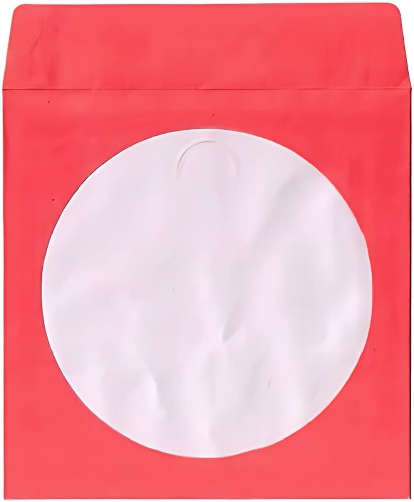 500 Red Color Paper CD Sleeves with Window & Flap Home