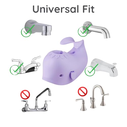 Image of PandaEar Baby Bathtub Faucet Cover, Bath Spout Cover, Baby Shower Protector Cover for Kids Toddlers and Baby Bathroom Tub, Whale (Purple)