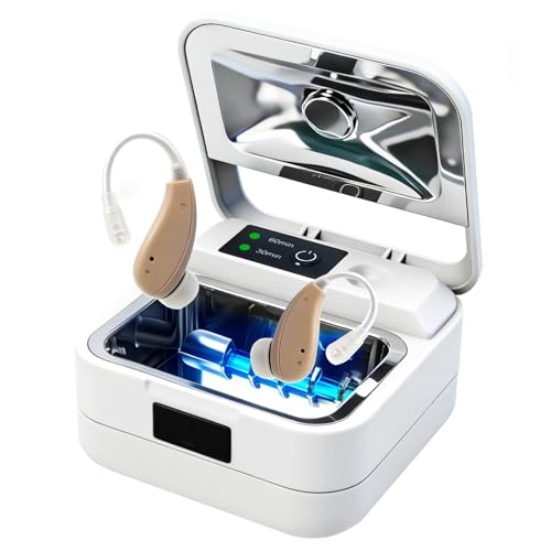 UVCOOLPLUNGE Hearing Aid Dryer Dehumidifier, with UV-C Sanitizer Light, Automatic Shut-Off Dryer Box, Fast Drying, Ultra-Quiet and Portable for Hearing Aids, Earbuds, AirPods, Amplifiers, Earbuds