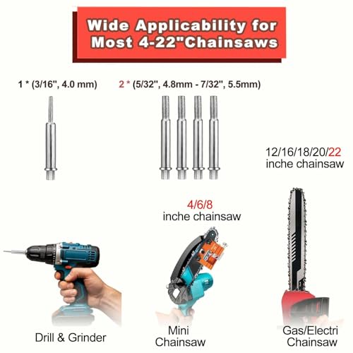 Image of Chainsaw Sharpener Jig with Carry Bag and Gloves, Universal Chainsaw Sharpening Kit, Chain Saw Sharpener Tool with 5 Sharpening Stone Portable Chainsaw Accessories for 4 inch- 22 inch Saw Chain