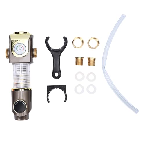 Eujgoov Whole House High Flow Water Filter 40μm Sediment Filter Reusable with Backwash Cleaning Function 3/4 Inch Straight Joint