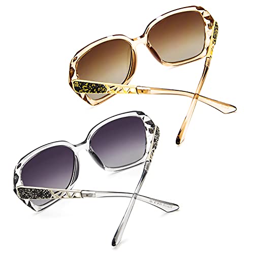 ANDOILT Oversized Polarized Sunglasses for Women Sparkling Composite Frame Classic Ladies Shades3