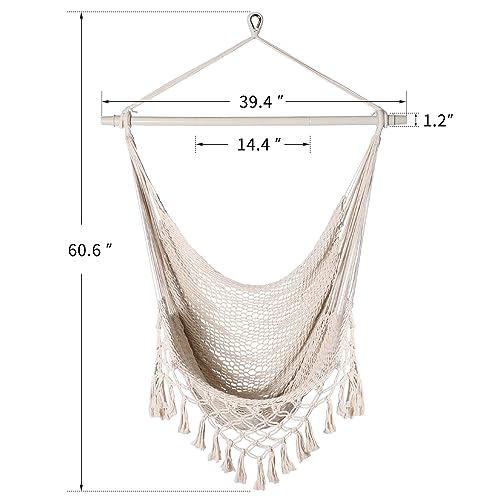 Bathonly G1-0023WT-3CF Handwoven Cotton Rope Hammock Chair thumb #5