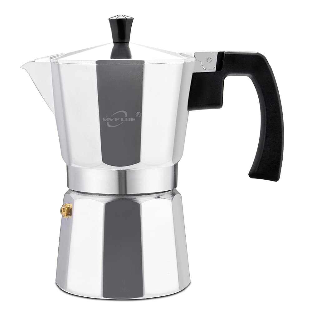 Classic Stovetop Espresso Maker 6 Cup Moka Pot Aluminum Silver Perfect Cuban Coffee Maker Make Delicious Coffee Easily
