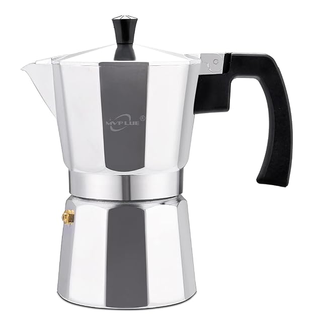 Classic Stovetop Espresso Maker 6 Cup Moka Pot Aluminum Silver Perfect Cuban Coffee Maker Make Delicious Coffee Easily