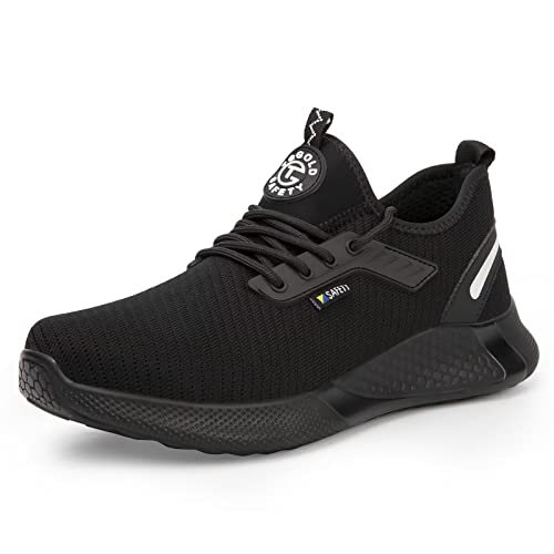 AONETIGER Chaussures de Sécurité Femme Hommes Légère Baskets de Securite avec Embout Acier Protection Respirant Chaussures de Travail Noir Taille 43 Cover