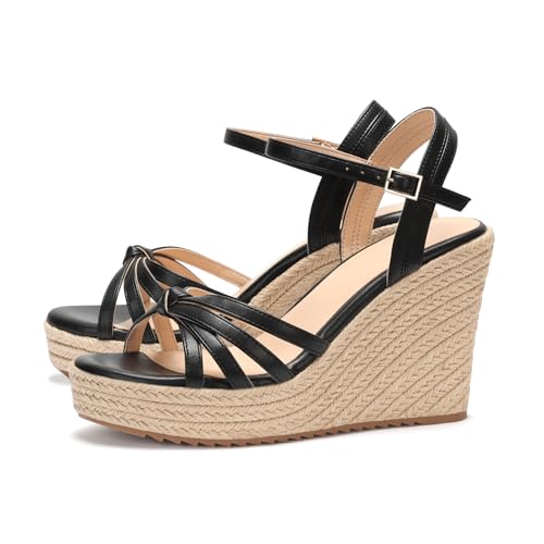 Image of VICKI.VICKI Wedges for Women Platform Sandals Wedge Heels for Sandals Comfortable Summer Espadrille Shoes Ankle Strap&Open Toe