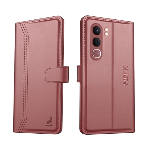 Image of AIBEX Compatible for Vivo Y31 5G Flip Cover Leather Finish | Inside TPU with Card Pockets | Wallet Stand | Complete Protection Flip Case Brown