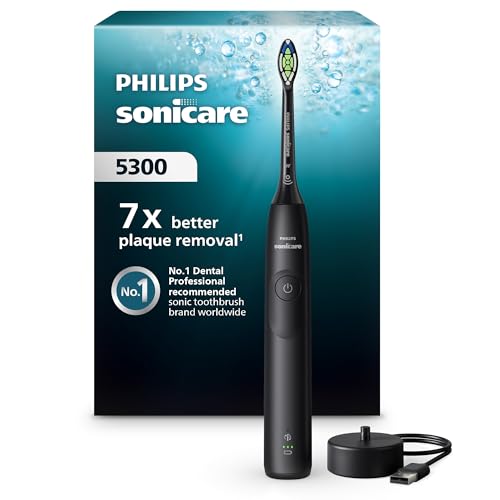 Philips Sonicare 5300 elektrische tandenborstel, sonische tandenborstel met 2 intensiteitsniveaus,...