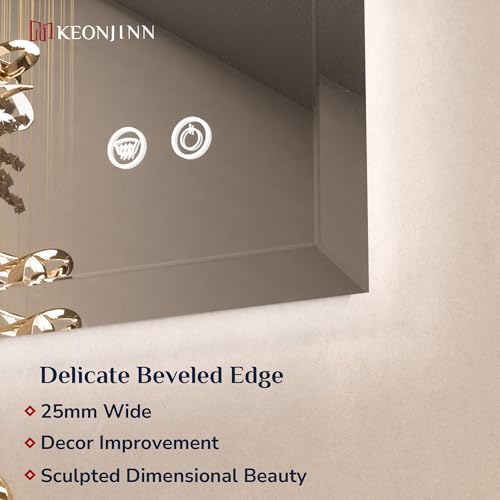 Keonjinn Beveled Backlit LED Mirror, 36 x 72 Inch Bathroom Mirror with Lights, HD Tempered Glass, 3000K/4500K/6000K, Dimmable, Defogging, Memory Function, Horizontal/Vertical by Keonjinn - Image 4
