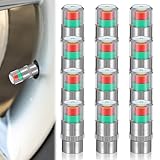 MBAIYO 12Pcs Car Tire Pressure Monitor Valve Stem Caps, 3 Color Eye Alert Tire Pressure Monitor Sensor Indicator 2.4Bar 36PSI Tire Pressure Monitoring Caps Universal for Most Vehicles