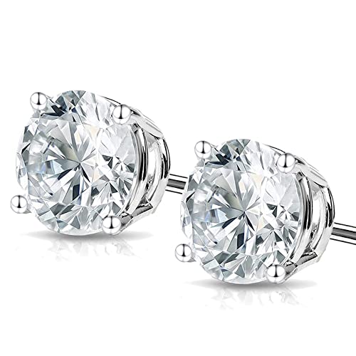 Moissanite Stud Earrings • 14K Gold Solid • Round Cut • Moissanite Stud • Silver Stud Earrings • Moissanite Earring • 4-Prong Setting3