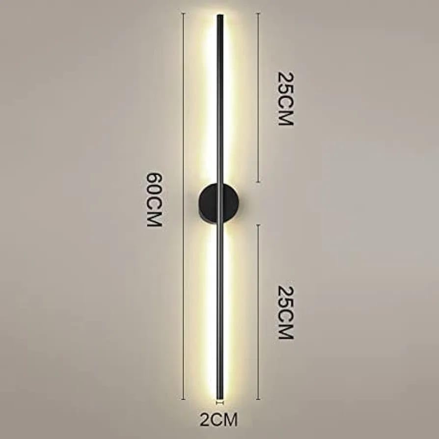 Image of Glowave Modern 600mm LED Long Tube Center Base Wall Light - Tricolour | White, Warm White, Natural White | (Black)