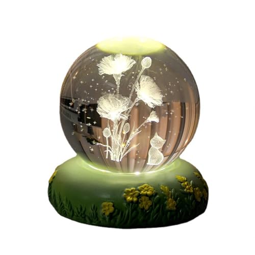Boule de cristal 3D chat et muguet pour créer une ambiance zen dans votre chambre avec LED