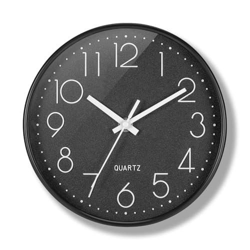 JIZZU 8 Pouces Horloge Murale, Pendules Murales Silencieuse, Horloge Murale Design Moderne sans Tic-tac pour Chambre, Cuisine, Bureau, Café Bar décoration...
