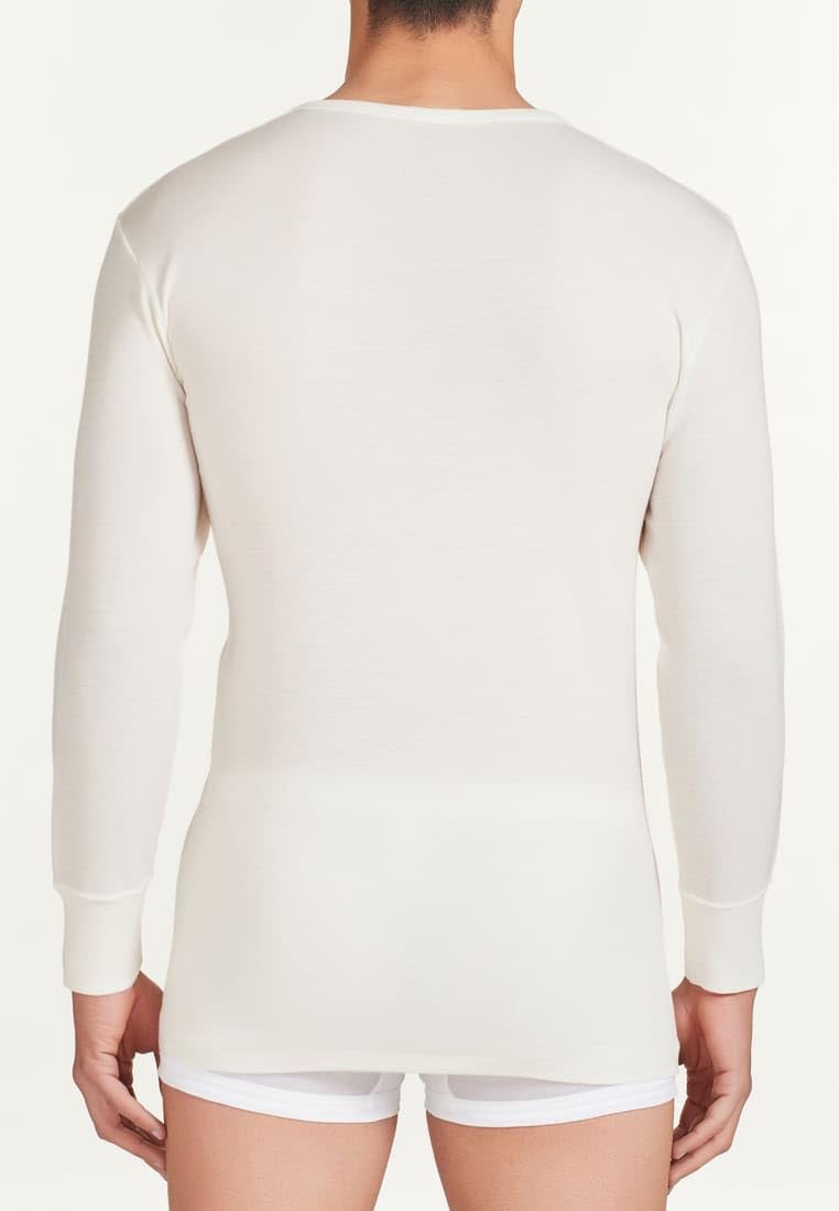 Ragno 3 Camiseta Interior para Hombre, Cuello Redondo, Manga Larga, Art. 60039 100% Lana Merina. Bianco Lana X-Large