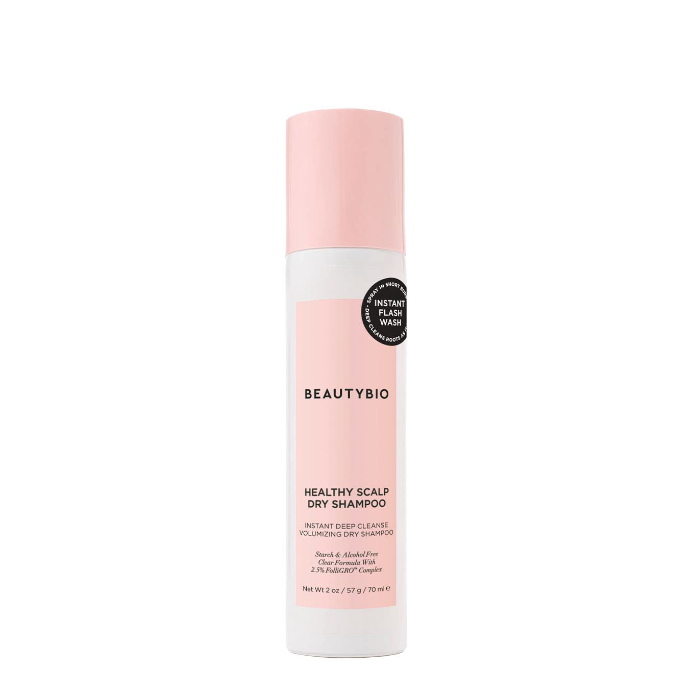 beautybioHealthy Scalp Dry Shampoo Travel Size. Benzene Free, Starch & Alcohol-Free Dry Shampoo. Instantly Deep Cleans Roots for that just-washed volume, bounce, shine and scent in seconds.
