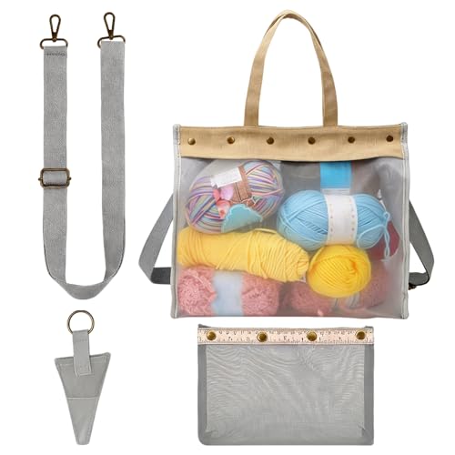 de tricô – de malha de fio com fecho magnético | Bolsas de armazenamento para projetos de crochê - para escola ao ar livre, namorada, esposa, amiga, irmã, filha