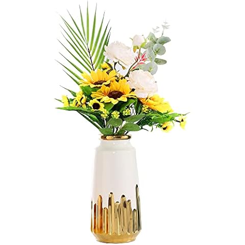 White Ceramic Flower Vase Unique Glossy Vases Wide Mouth Modern Vase Decorative Vase for Home, Wedding, Party, Table Centerpieces Decor Cover