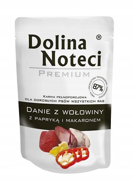 Dolina Noteci Premium - Rindgericht mit Paprika und Nudeln - Glutenfrei Nassfutter für Hunde 300g (10-er Pack)