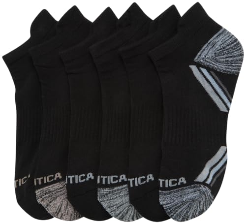 Image of Nautica Womens No Show Socks Moisture Wicking Low Cut Athletic Socks 6 Pack | Moisture Wicking Dri-Motion Fabric, Cushioned Key Areas, Banded Arch Support, No Show Low Cut, Shoe Size 4-10