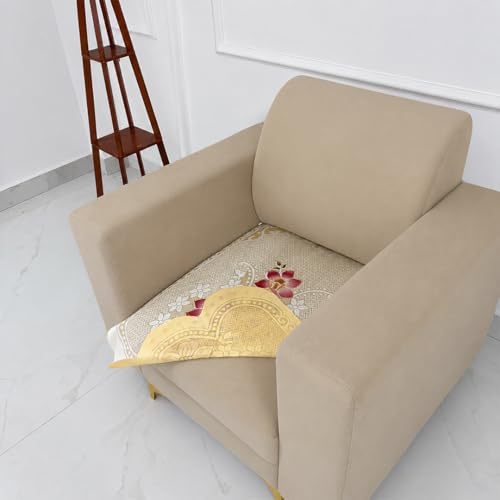 Image of Homerz Premium 'Surya Series' Sofa Cover | Stylish Sofa Protector | Net Fabric | Anti-Stain & Washable Slip Cover Exact Size Antislip (Exclusive Yellow, 1 Seater, Only Seat Cover)