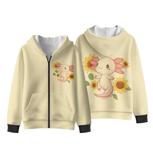 Girls' Full-Zip Hoodie Sweatshirt Soft Fabric Long Sleeve Lightweight Cozy Jacket with Pockets