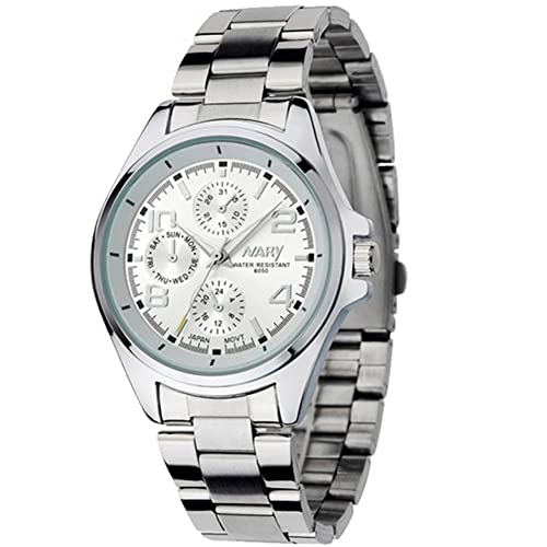 Sluffs Nary Orologio da Polso al Quarzo Impermeabile da Uomo d'Affari con Cinturino in Acciaio alla Moda, Orologio da Polso Impermeabile al Quarzo con Cronografo Casual(Nero)