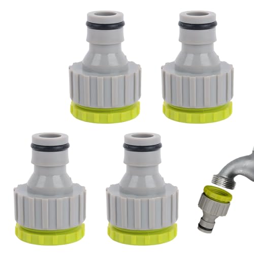 UIEXAY Juego de 4 adaptadores de conexión rápida para grifo/manguera de agua, divisor para grifo de jardín de 3/4', conector para manguera de jardín de 1/2', 1/2' y 3/4', 2 en 1