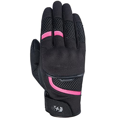 Oxford Brisbane - Guantes de piel para mujer, color negro y rosa, talla L, color negro y rosa