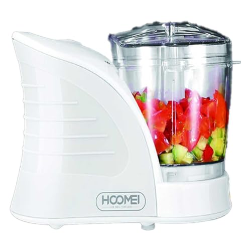 Tritatutto da Cucina Elettrico, Tritacarne a Doppie Lame in Acciaio Inox 200W a 2 Velocità, Tritafrutta con Vassoio in Vetro Temperato, Capacità 400mL (Bianco)