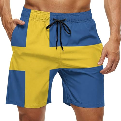 Tuvalu Flag Men's Beach Shorts Swimwear Bathing Suits with Pockets