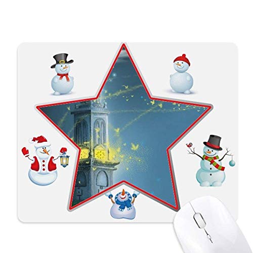 Tapis de souris de Noël grand confort motif phare de nuit et bonhomme de neige