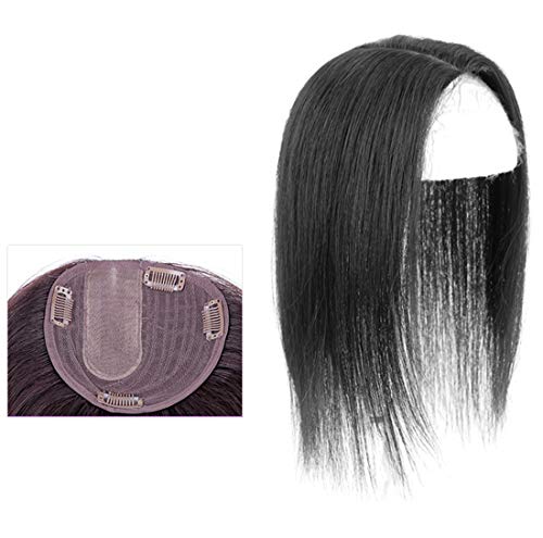 Base en soie naturelle pour cheveux humains femme raie à droite 12,7x14cm noir 32cm