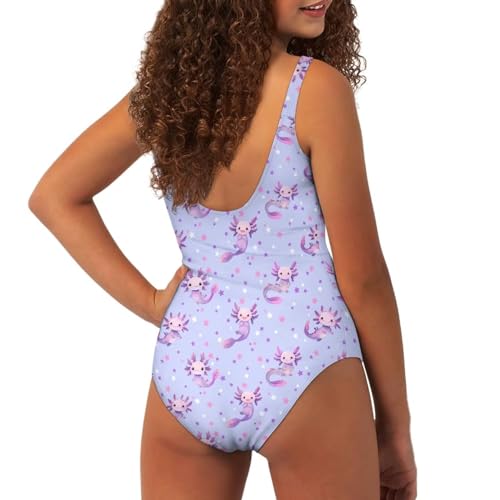 Image of One Piece Bathing Suit for Girl Kids Cute Beach Sport Swimwear U Back Scoop Neck Summer Swimming Pool Beachwear