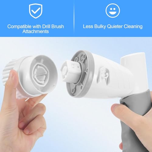 Image of Electric Spin Scrubber, Shower Scrubber with Handle, Waterproof Portable Bathroom Cleaner Brush, Cordless Electric Cleaning Brush with 5 Replaceable Brush Heads for Floor Tile Tub Wall Window Kitchen