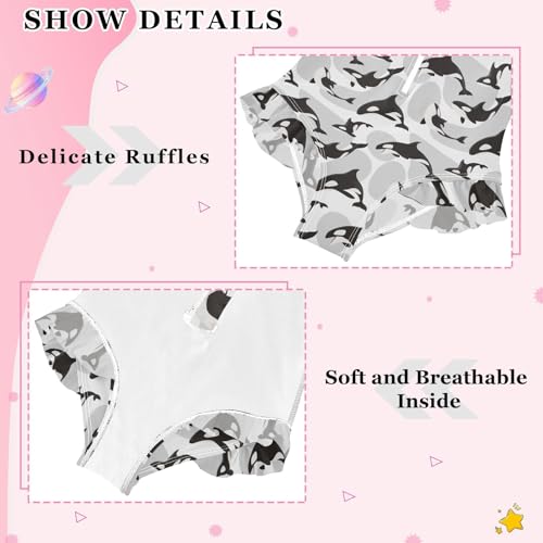Girls Swimsuits Long Sleeve Bathing Suits Killer Whale UPF 50+ Sun Protection Swimwear 3-12 Years4