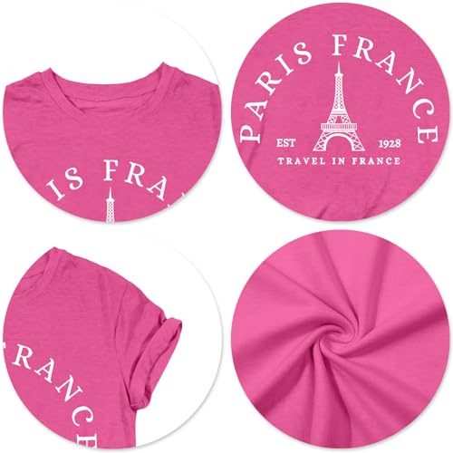 Image of Paris France Shirt Women Eiffel Tower T Shirt Travel in France Tshirts Vacation Tees Paris Tops