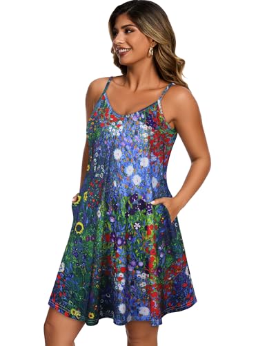 Image of JOELLYUS Womens Spaghetti Strap Dress Summer Dresses Beach Cover Ups Casual Sundresses with Pockets 2026