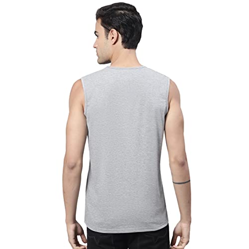 Image of Mack Jonney Regular Fit Cotton Solid Gym Vest for Men (Pack of 2)-V SL BLK L.GRY 02-P