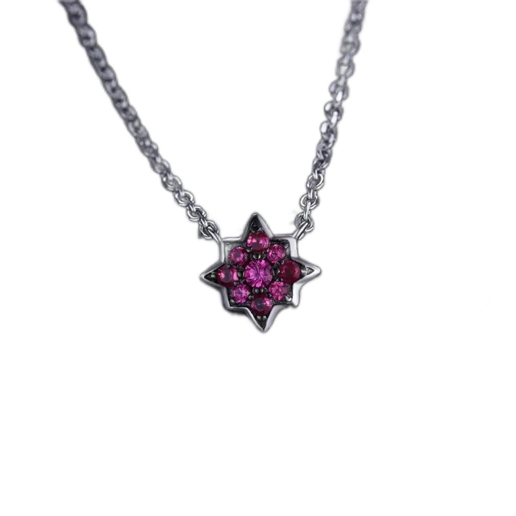 Collana con Ciondolo in Argento Sterling 925 con Rubino Rosso per Regalo di Compleanno con Gioielli con Pietre preziose da Donna