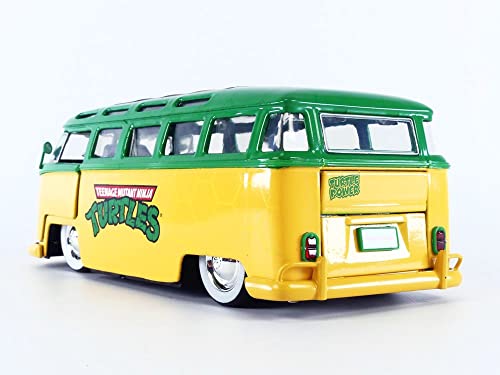 Jada 1:24 Diecast 1962 Vw Bus With Tmnt Leo, Green #TOP2