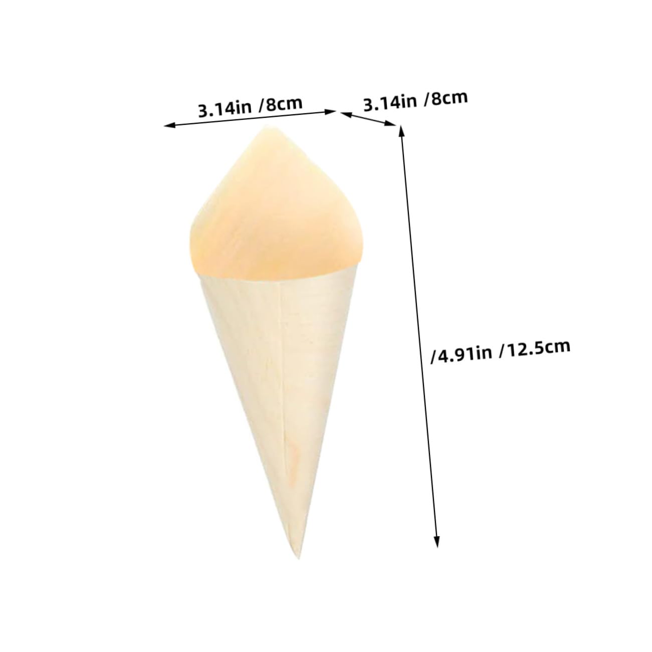MUCKLILY 500pcs Wooden Food Cones Unique Disposable Ice Cream Holders for Events Crafted from Safe Wood for Desserts Snacks and Appetizers