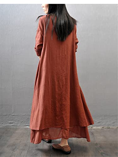 Robe pull décontractée en coton et lin blanc grande taille 5XL Hndudnff