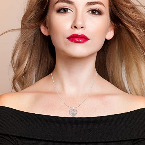 Image of LeCalla 925 Sterling Silver Heart Necklace for Women | 14K Gold & Rose-Gold Plated Love Heart Pendant Necklaces | Romantic, Inspirational Pendant Jewelry Gifts for Wife, Mom, Girlfriend