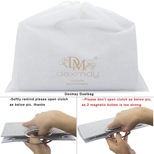 Dexmay Rhinestone Clutch Handbag With Crystal Handle For Wedding Party Elegant Clutch Purse For Women Ab Silver #TOP6