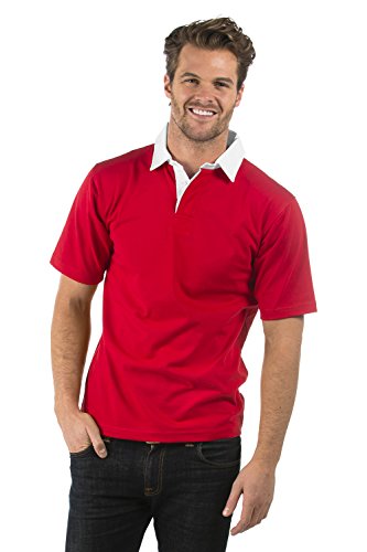 Bruntwood Prima Manga Corta Camisa de Rugby - Premium Short Sleeve Rugby Shirt - Hombres y Señoras - 280GSM - Algodón/Poliéster (Rojo, XS)