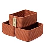 MiniArk Small Storage Baskets for Organizing | Closet Organizer Bins | Shelf Toy Basket | Woven Rope Baskets | Cube Decorative Box | Shallow...